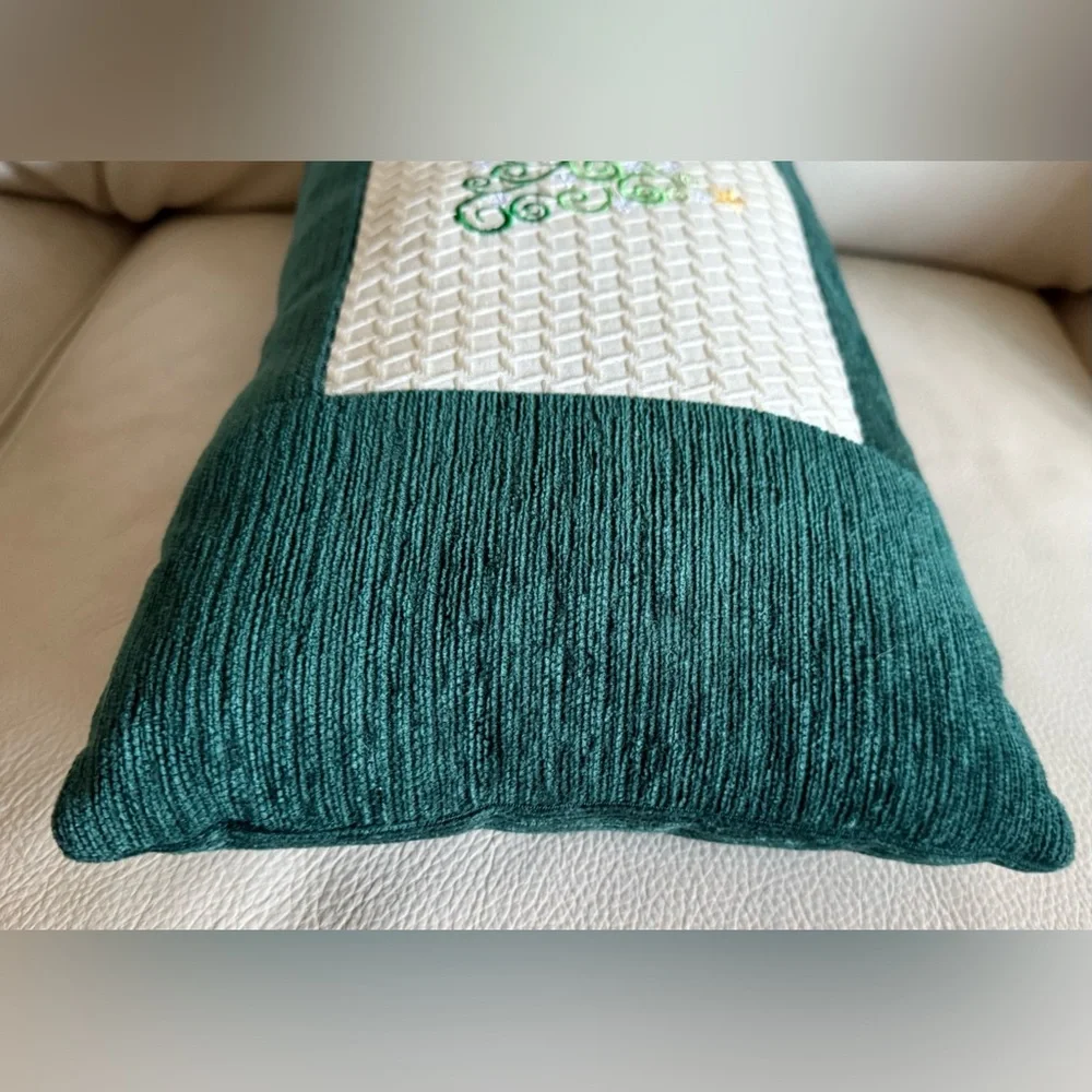 Green & Cream Christmas Tree Design Holiday Pillow